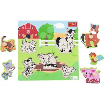 Puzzle TREFL Dřevěná vkládačka Farma
