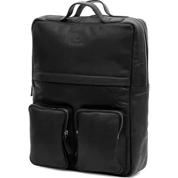 Městský batoh Montreal Retro černý kožený batoh - Lucleon