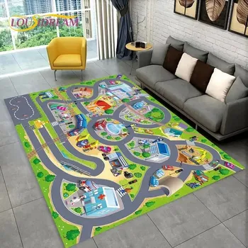 Dětský stůl Dětský herní koberec s motivem silnice - 3,70x100cm