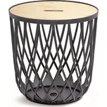 Univerzální koš s dřevěným víkem, 35 l, přírodní dřevo / antracit