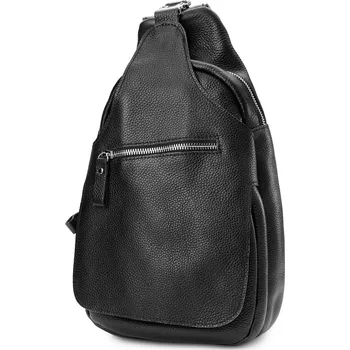 Černá kožená taška přes rameno s&nbsp;jedním popruhem - Delton Bags