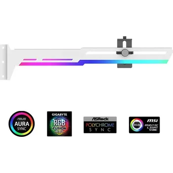 Čelní panel pro PC 1stCool Podpěra GPU Kovový držák ARGB, bílá UP-H02-W-ARGB