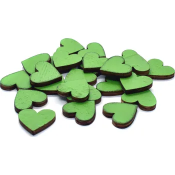 Svatební dekorace Pehucraft Dřevěná srdíčka tmavě zelená - svatební dekorace