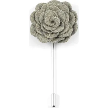 Brož Šedý špendlík do klopy s růží - Warren Asher