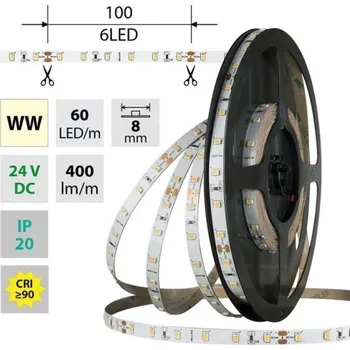 LED páska LED pásek McLED 24V teplá bílá CRI90 š=8mm IP20 4,8W/m 60LED/m SMD2835 ML-126.831.60.2
