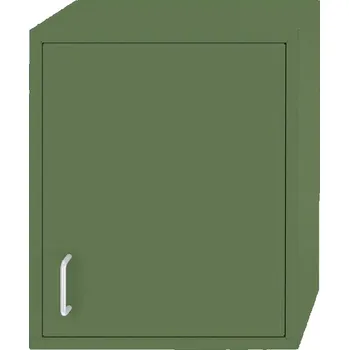 Závěsná kovová skříňka, jednokřídlá plechová dvířka, š x v x h: 400 x 500 x 250 mm, barva zelená RAL6011