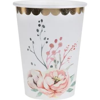 Velikonoční dekorace Santex Little Rabbit - Kelímky papírové s květy 270 ml 10 ks