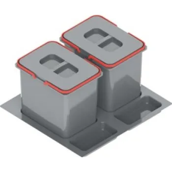 Odpadkový koš Koš odpadkový REJS PRAKTIKO 60/40/2 do zásuvky 2x20l v400mm šedý