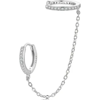 Náušnice For Silver Náušnice na jedno ucho kroužky spojené řetízkem - Stříbro 925