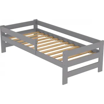 Dětská postel Postel KOUBA z masivu borovice 160/80 cm - ŠEDÁ + rošt ZDARMA