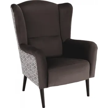 Křeslo Designové křeslo, Velvet látka hnědá / vzor Terra, BELEK