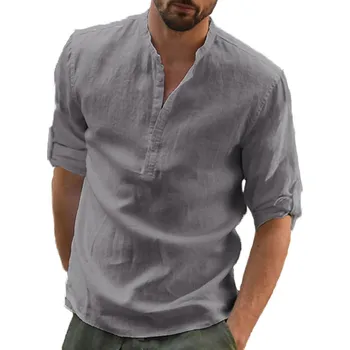 Pánská lněná košile na léto Barva: Šedá, Velikost: S
