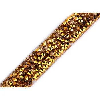 Prýmek s kamínky šíře 12 mm nažehlovací, barva 11 zlatá