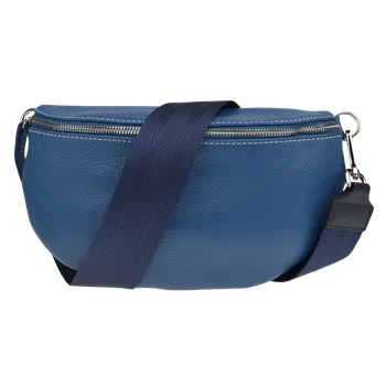 Kabelka NovaKabelka.cz Kožená italská crossbody kabelka Reni Grande Blu s přídavným popruhem II