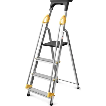 Schůdek FISTAR Profesionální hliníkové schůdky se zábradlím a plošinou