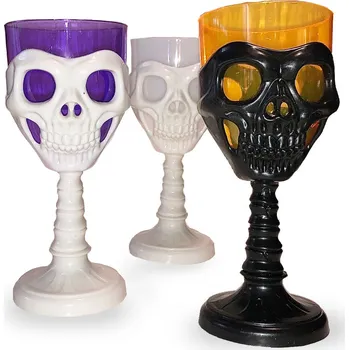 Karnevalový doplněk Svítící pohár s lebkou (kalich)