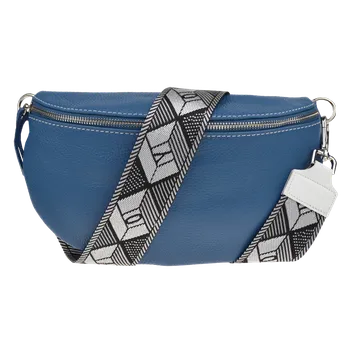 Kabelka NovaKabelka.cz Kožená italská crossbody kabelka Reni Grande Blu s přídavným popruhem VII