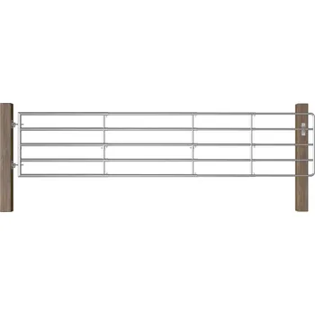 vidaXL Marketos Brána na pastvinu ocelová 5 tyčí (150–400) x 90 cm stříbrná