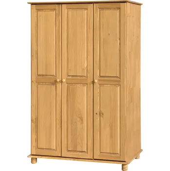 Šatní skříň Skříň třídvéřová CULLEN, masiv borovice/vosk + vyzvednutí ZDARMA