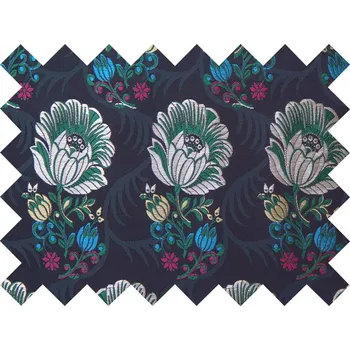 HEDVA ČESKÝ BROKÁT Vzorek brokátu Ondran RŮŽE S LÍSTKY modrá | 65