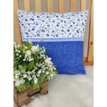 Povlak na dekorativní polštářek Povlak na polštář 40 x 40 cm – Modrý cibulákový vzor | Ruční výroba z bavlny