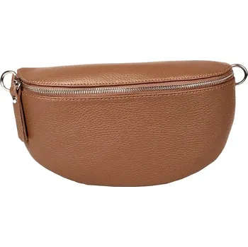 Střední/velká dámská hnědá kožená ledvinka Borse in Pelle no. 156