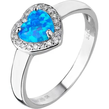 Prsten Bealio BEALIO Stříbrný prsten SRDCE modrý OPÁL Velikost prstenu: 60 03-12381-1881