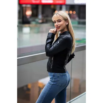 Dámská větrovka Černá dámská kožená bunda GWClair Velikost L