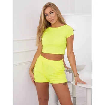 Dámský kostýmek Nádherný dámský komplet 9079 neonově-žlutý, VELIKOST UNI ( XS, S, M )