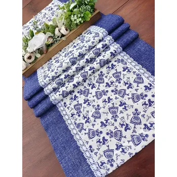 ubrus Běhoun - selské panenky modré