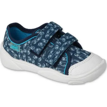 Chlapecké tenisky Tenisky plátěnky kecky Befado 907P158 modré s auty, suchý zip velikost: 24