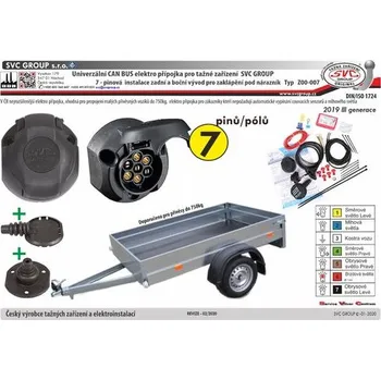 Tažné zařízení Univerzální elektropřípojka CanBus/CC pro Mazda 3 Sedan 08/2013->12/2019 7pin SV Z00-007, SVC Group