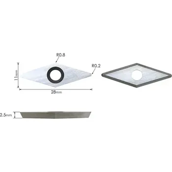 dílenský stroj Výměnná břitová destička 11x28x2,5mm R0,2 na dřevo