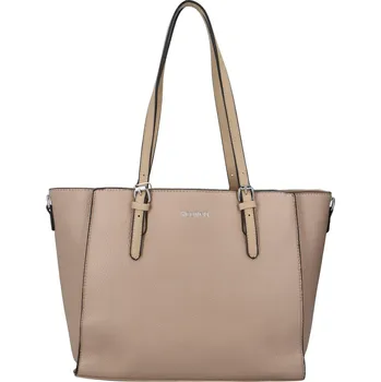 Kabelka Velká dámská koženková taška na rameno Viviane, tmavší béžová
