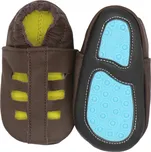 CAROZOO Kožené capáčky s gumovou podrážkou sandálky hnědé 2-3 roky Hnědá 24,5