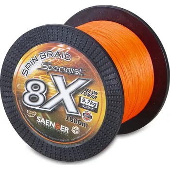 Saenger šňůra 8 X Specialist Spin Braid 1800 m 0,18 mm oranžová