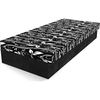 Postel Čalouněná lamelová válenda Valerie vzorovaná s úložným prostorem - Maka/černá, 80 x 200 cm, Bez navýšení, Molitanová 13 cm