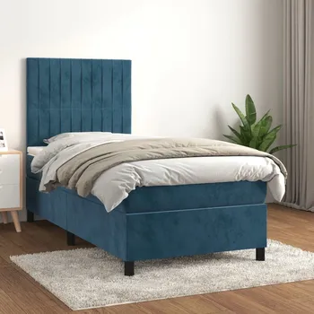 Ložnice vidaXL Box spring postel s matrací 100x200 cm samet [3143132] Barva: Tmavě moddrá