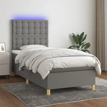 Postel vidaXL Box spring postel s matrací a LED 80 x 200 cm textil [3135715] Barva: Tmavě šedá