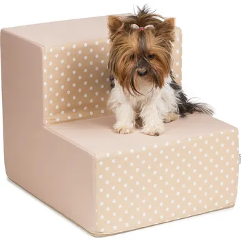 Schody a rampa pro psa Iridog Schody pro psy STEPPIE no.3 béžové s puntíkem d50 x v40 x š40 cm