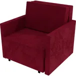 Čalouněné rozkládací křeslo s područkami - Vínová, Pružinová 14 cm, Na kolečkách