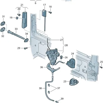 Zabzepeční vozidel zámek dveří vw t5 7e0843654bm
