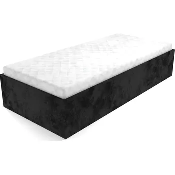 Postel Čalouněná postel Adéla s lamelovým roštem a úložným prostorem - Černá, 80 x 200 cm, +10 cm úložný prostor, Bez matrace