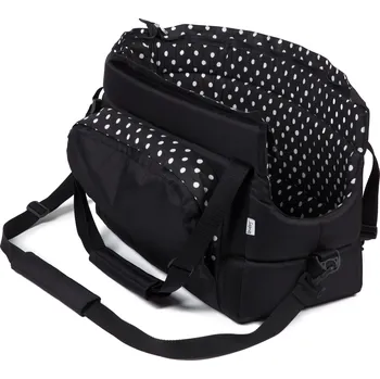 Taška pro psa a kočku Iridog Taška na psa CARRIE no.2 černá s puntíky v22 x š18 x d34 cm