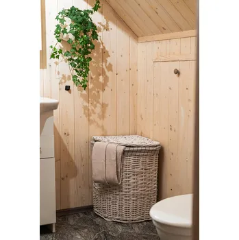 Koš na prádlo Vingo Proutěný koš na prádlo s víkem, rohový 32x32, v.48 bílá