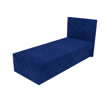 Postel Čalouněná postel Poppy s čelem s vtahy, lamelovým roštem a úložným prostorem - Modrá, 80 x 200 cm, Bez navýšení, Molitanová 13 cm