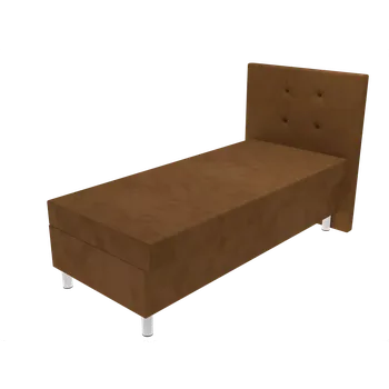 Postel Čalouněná postel Poppy na nohách s čelem s vtahy, lamelovým roštem a úložným prostorem - Hnědá, 80 x 200 cm, +5 cm úložný prostor, Molitanová 15 cm