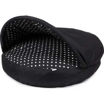 Pelíšek pro psa Iridog Pelech pro psa DONUTS 2v1 kapsa no.2 černý s puntíkem 80 x 10 cm