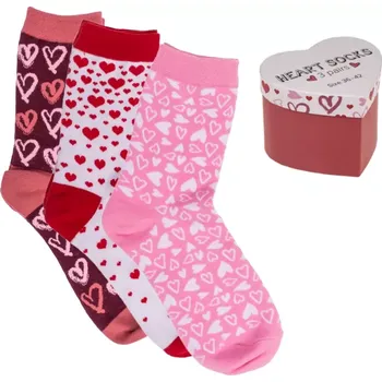 Žertovný předmět Zamilované ponožky v srdíčkové krabičce - 3 páry ponožek vel. 36-42