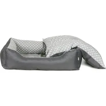 Pelíšek pro psa Iridog Pelech pro psa ZIPPY 2v1 no.7 šedý s puntíkem v32 x d115 x š100 cm